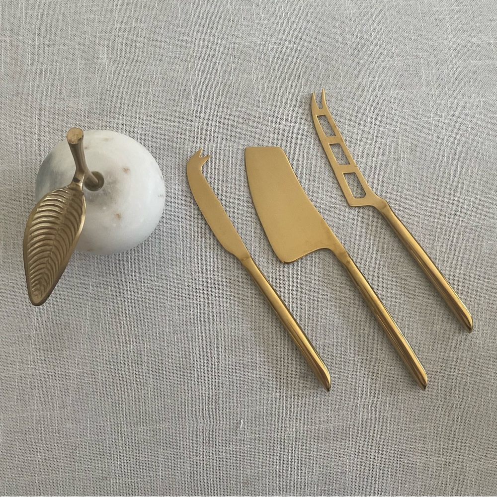 Viski Gold Plated Cheese Knife Set NWOB 🧀 🍷